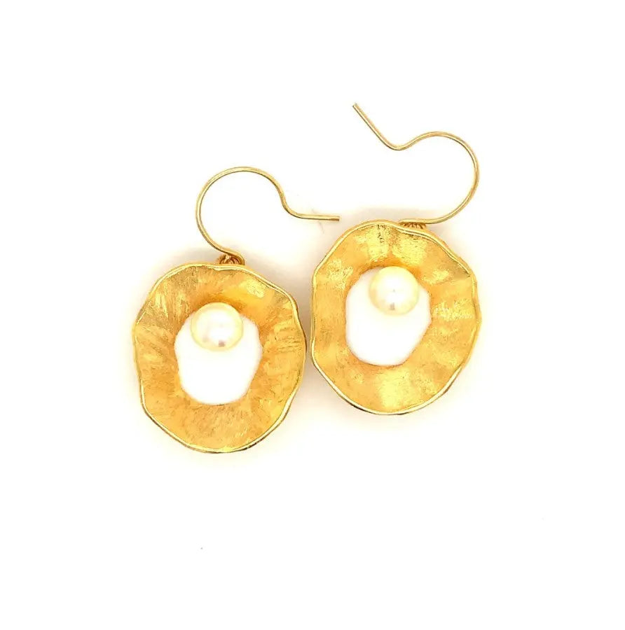 - Sea & Moon Medium Earring, Sterling Silver with Gold Plate