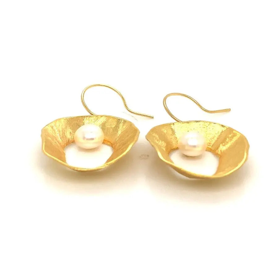- Sea & Moon Medium Earring, Sterling Silver with Gold Plate