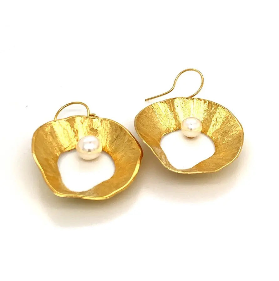 - Sea & Moon Large Earring, Sterling Silver with Gold Plate