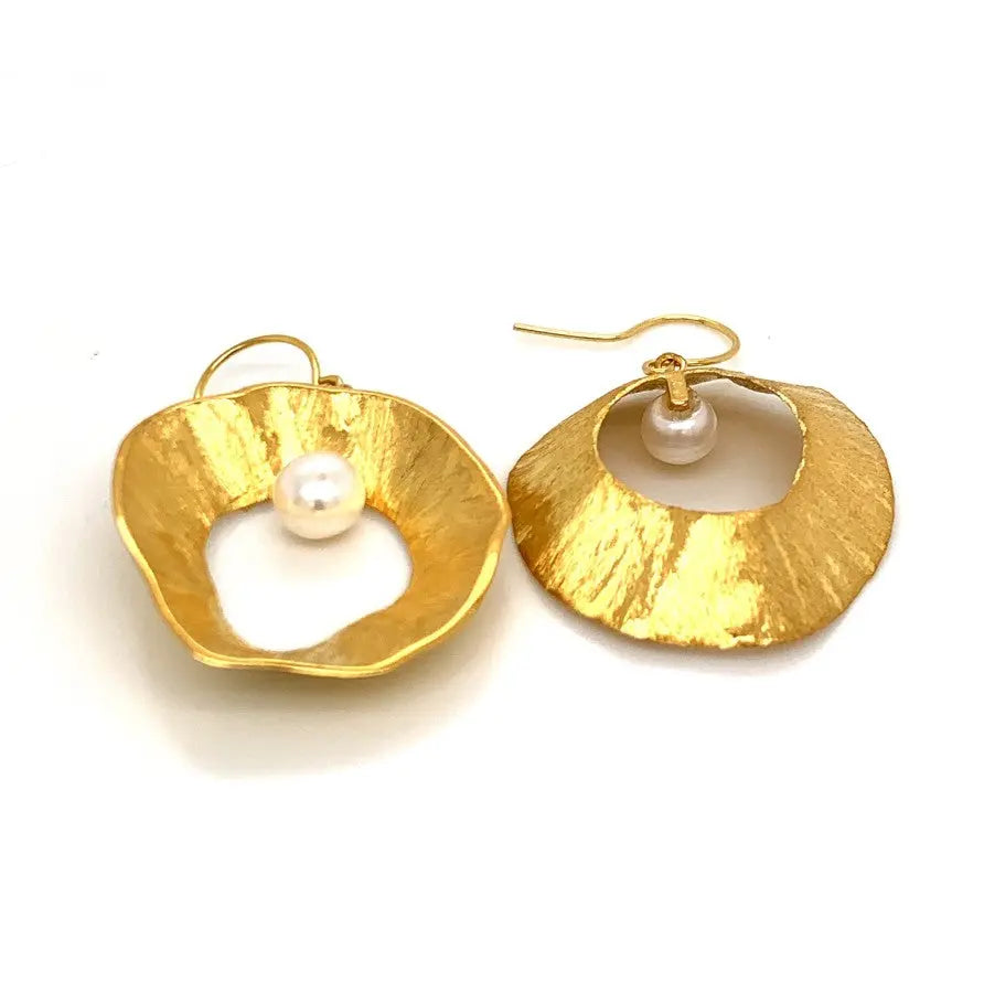 - Sea & Moon Large Earring, Sterling Silver with Gold Plate