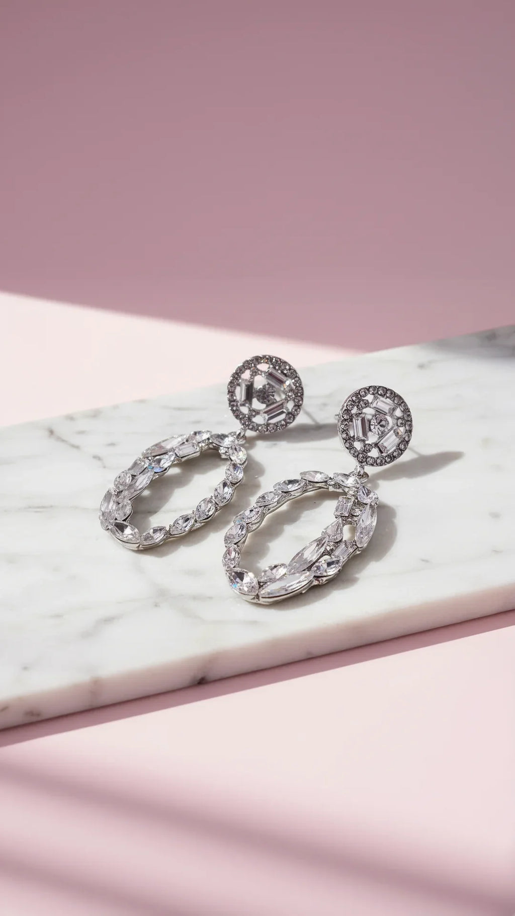 Oval Drop & Dangle Crystal Earrings