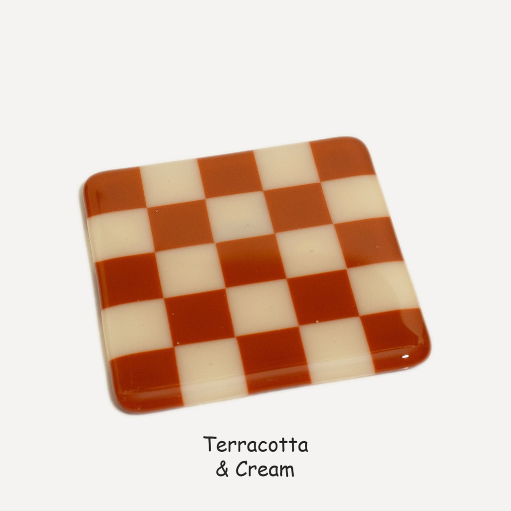 Oceanside 10cm Chequered Fused Glass Coaster