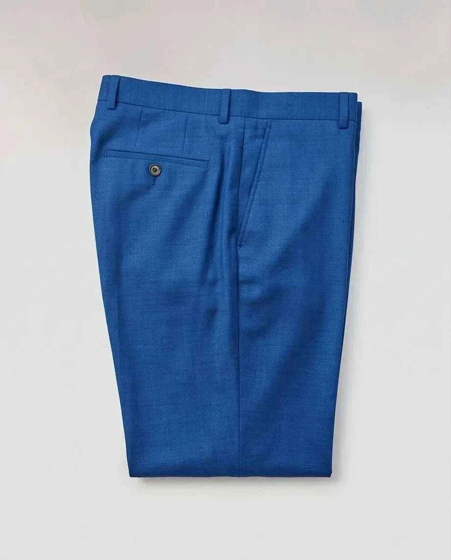 Cobalt Blue Tailored Wool Blend Trousers