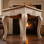 Luxury Square Olive Wood Chess Table - Elegant Handcrafted Side Table 45x45cm