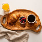Handcrafted Irregular Olive Wood Serving Tray with Handles | Live Edge Platter