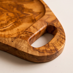 Handcrafted Irregular Olive Wood Serving Tray with Handles | Live Edge Platter