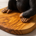 Funny Chimp Monkey Wine Bottle Holder | Luxury Olive Wood Base Countertop Display