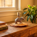 Olive wood elephant candle holder