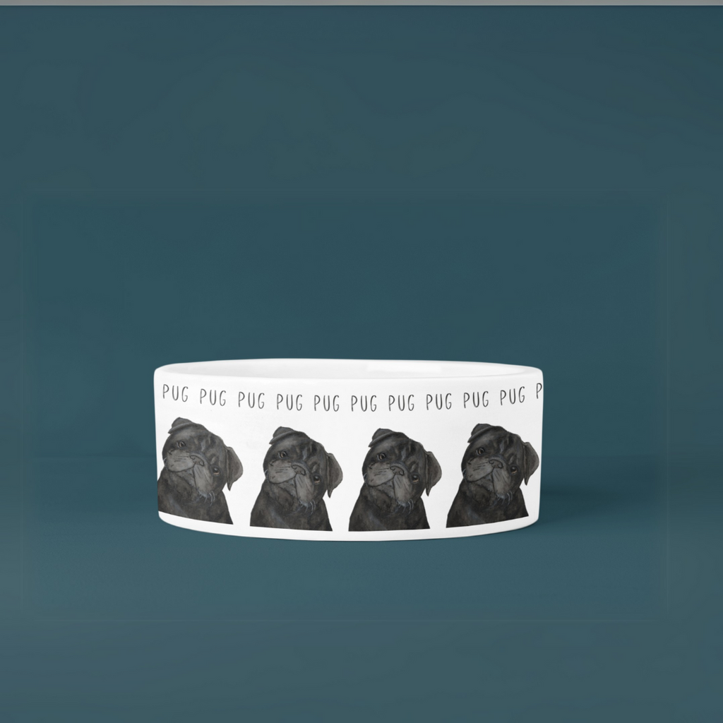 Black Pug Perfection: The High-End Ceramic Dog Bowl for Snorty Royals!