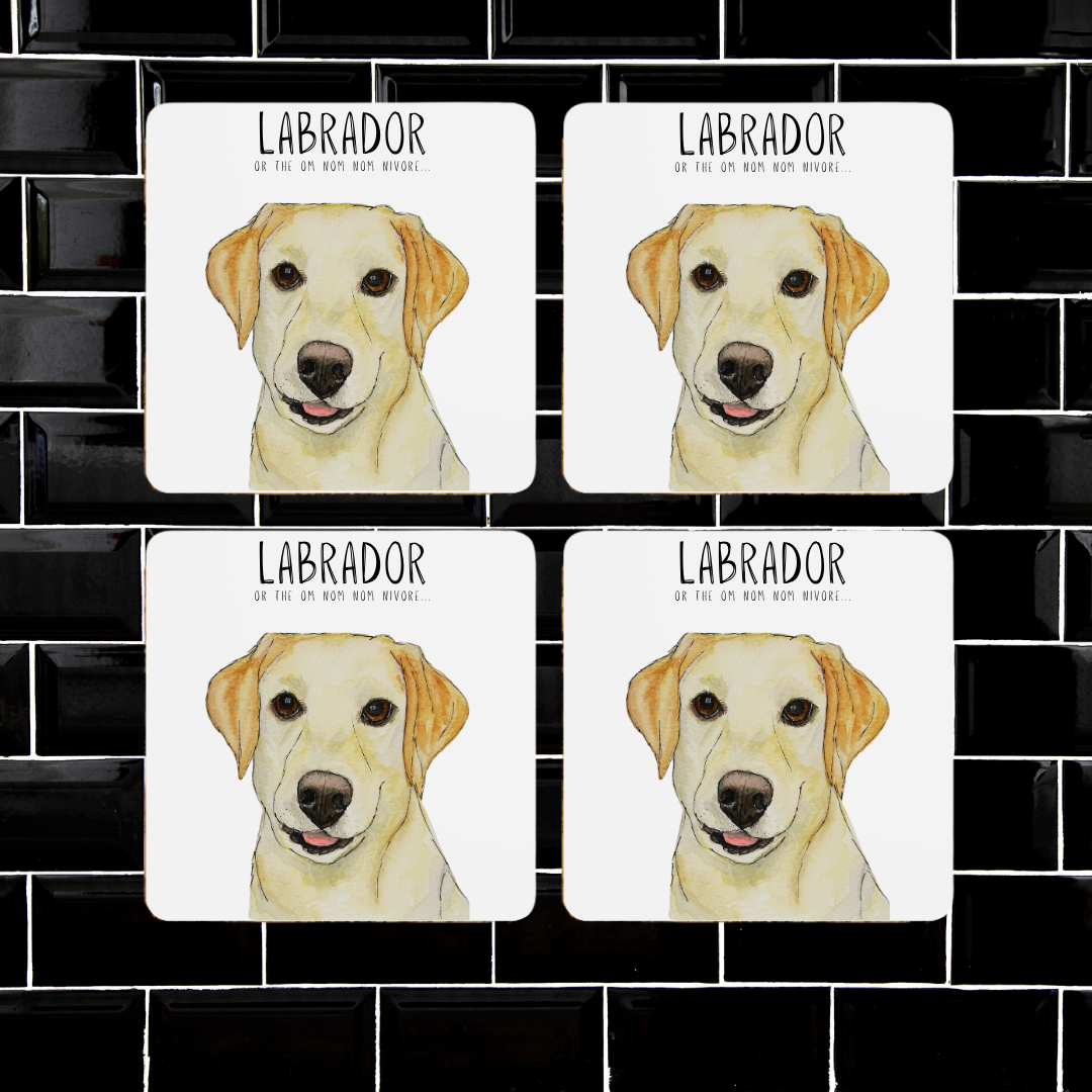 Pawse for a Snack: Labrador Coaster Set (Om Nom Nomnivore Edition)