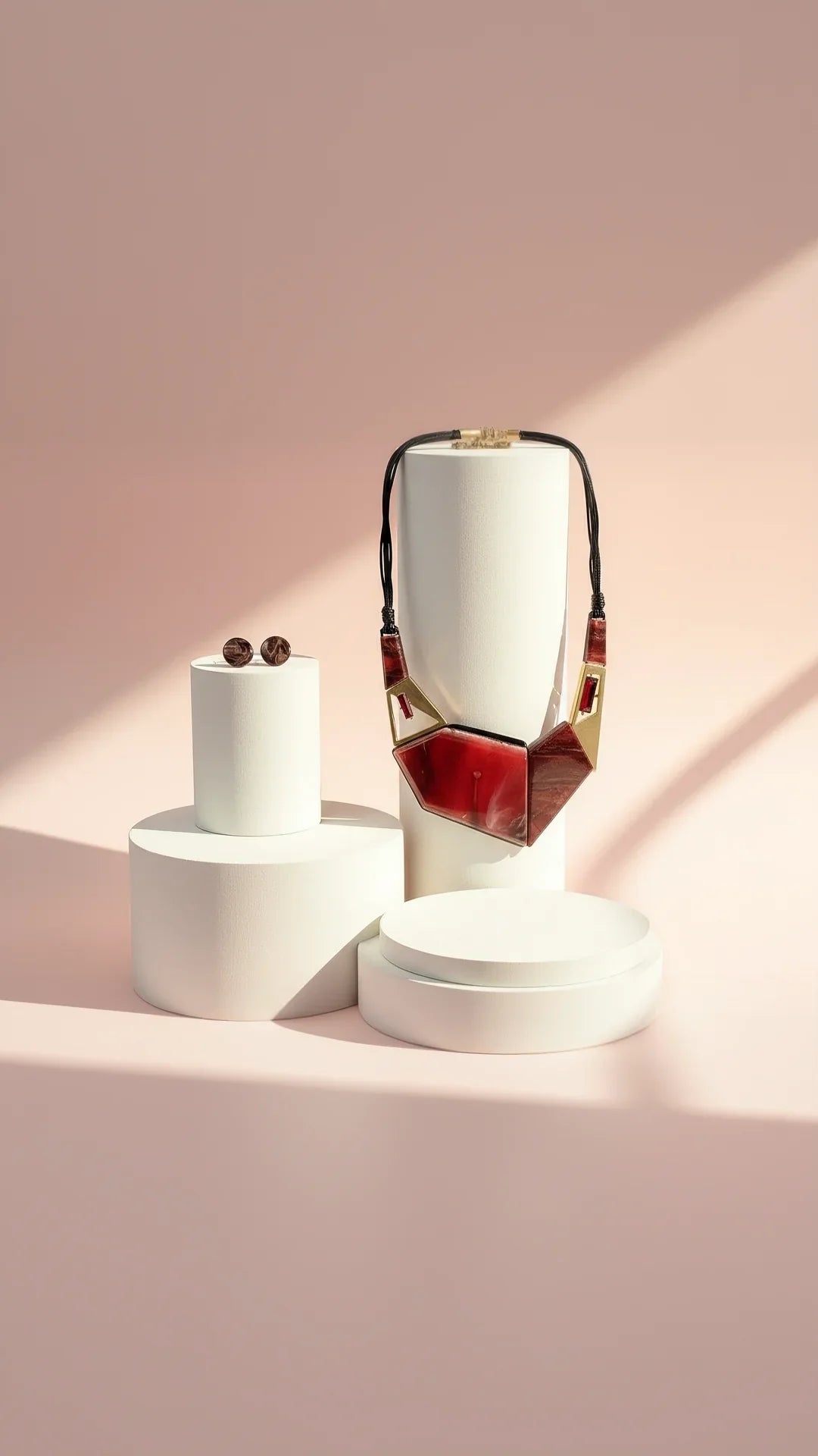 Abstract Lacquer Necklace & Earrings Set