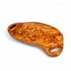 Handcrafted Irregular Olive Wood Serving Tray with Handles | Live Edge Platter