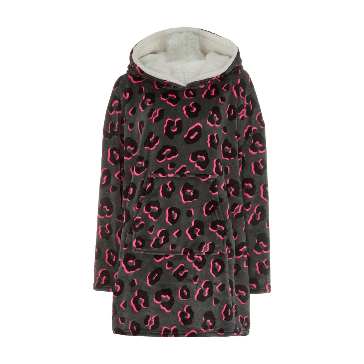 Ladies Fleece Donut Printed Oversized Blanket Hoodie with Kangaroo Pockets