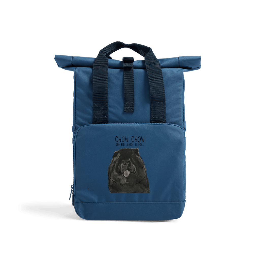 Black Chow Chow Chic: Aloof Floof Roll-Top Backpack