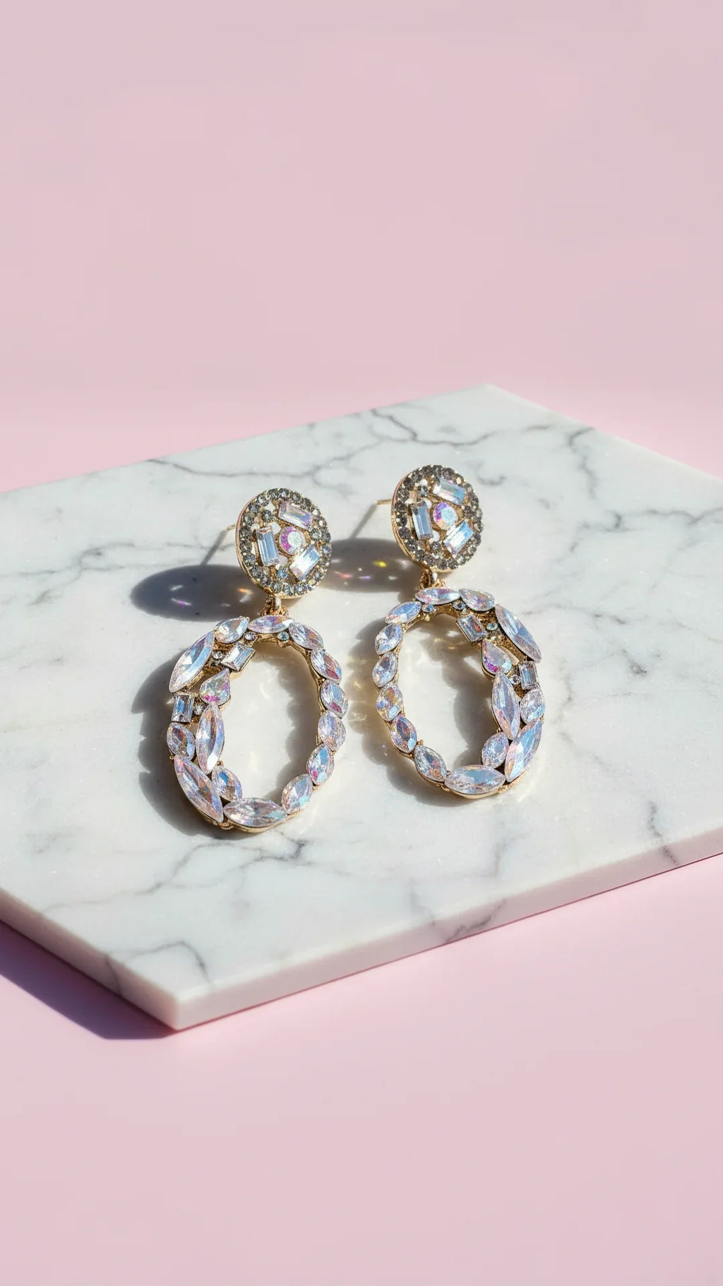 Oval Drop & Dangle Crystal Earrings