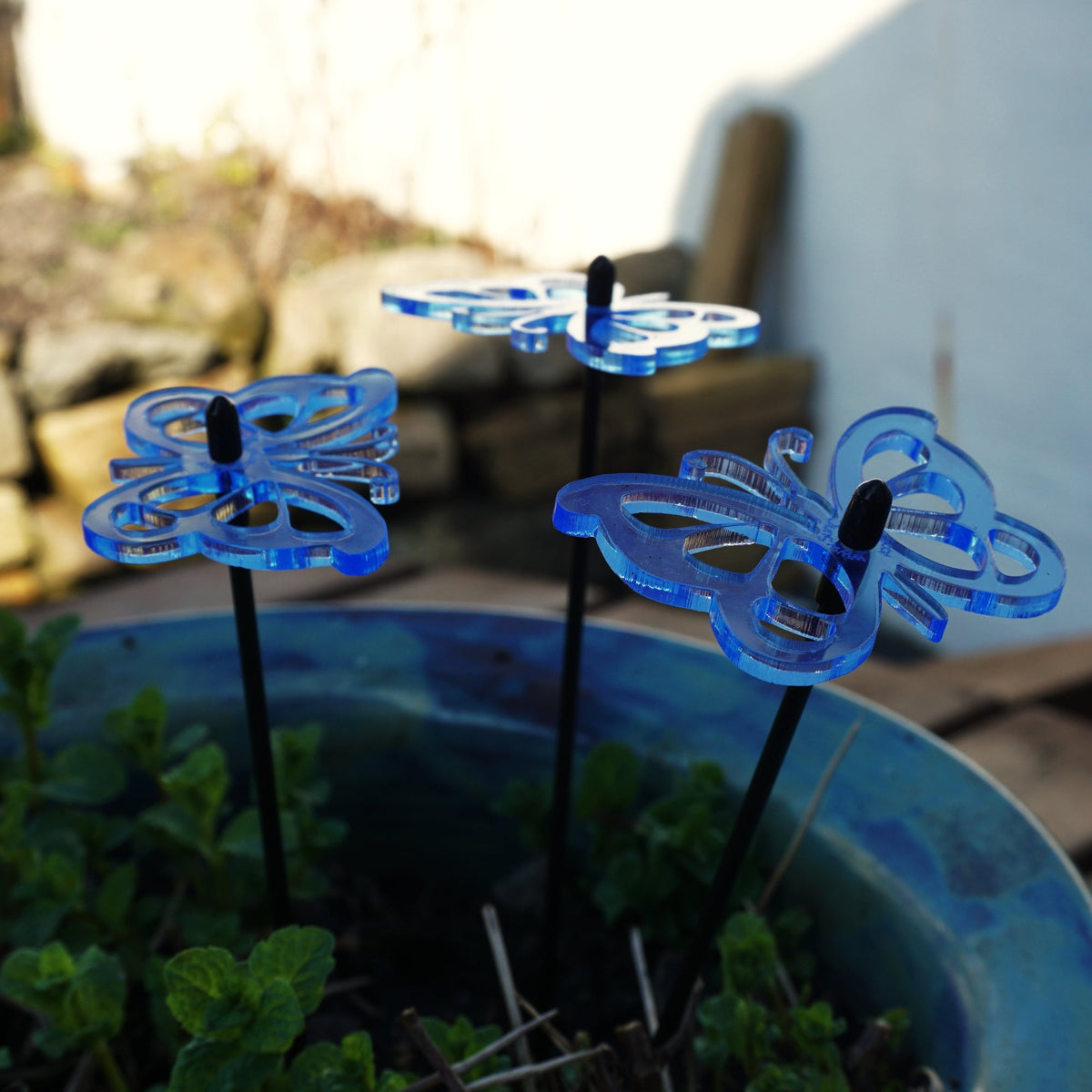 Small Garden Décor Ornaments Set of 3 'Comma Butterfly'