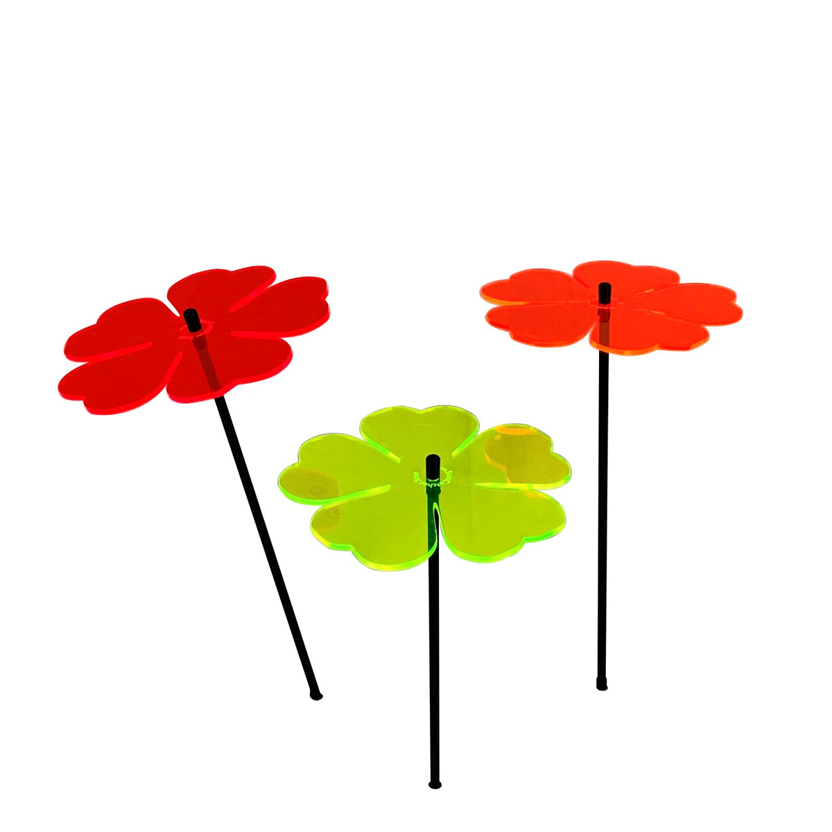 Large Garden Décor Ornaments Set of 3 'Double Blossoms'