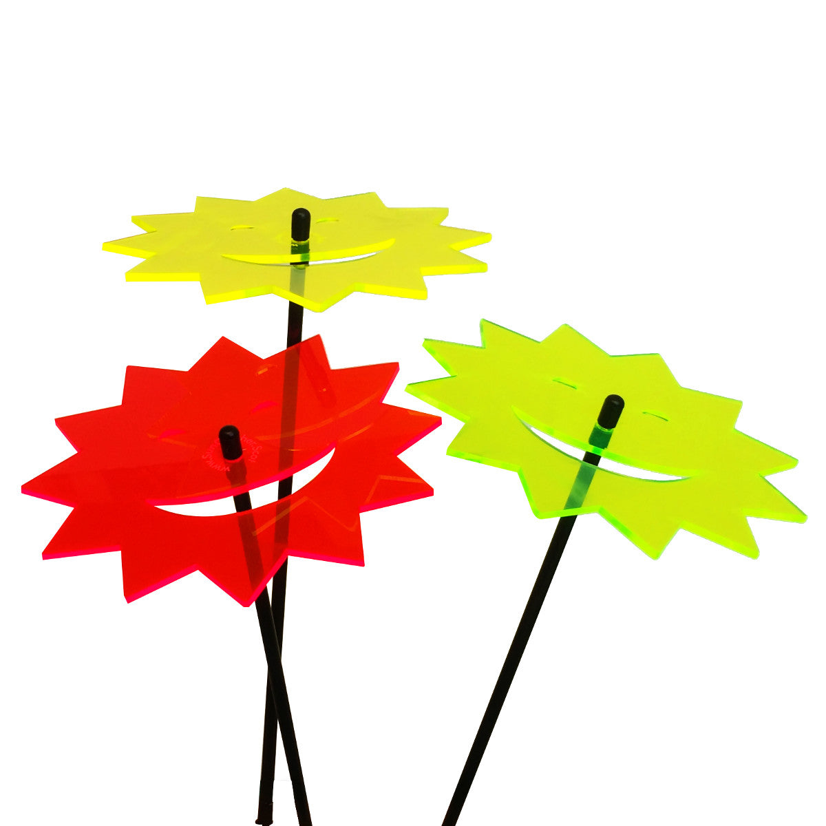 Large Garden Décor Ornaments Set of 3 'Laughing Suns'