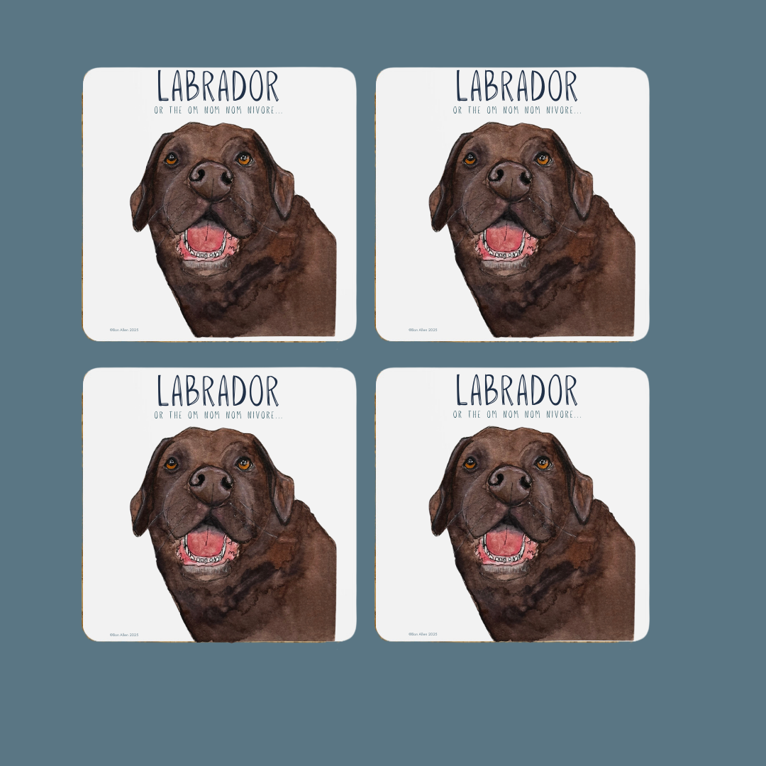 Pawse for a Snack: Labrador Coaster Set (Om Nom Nomnivore Edition)