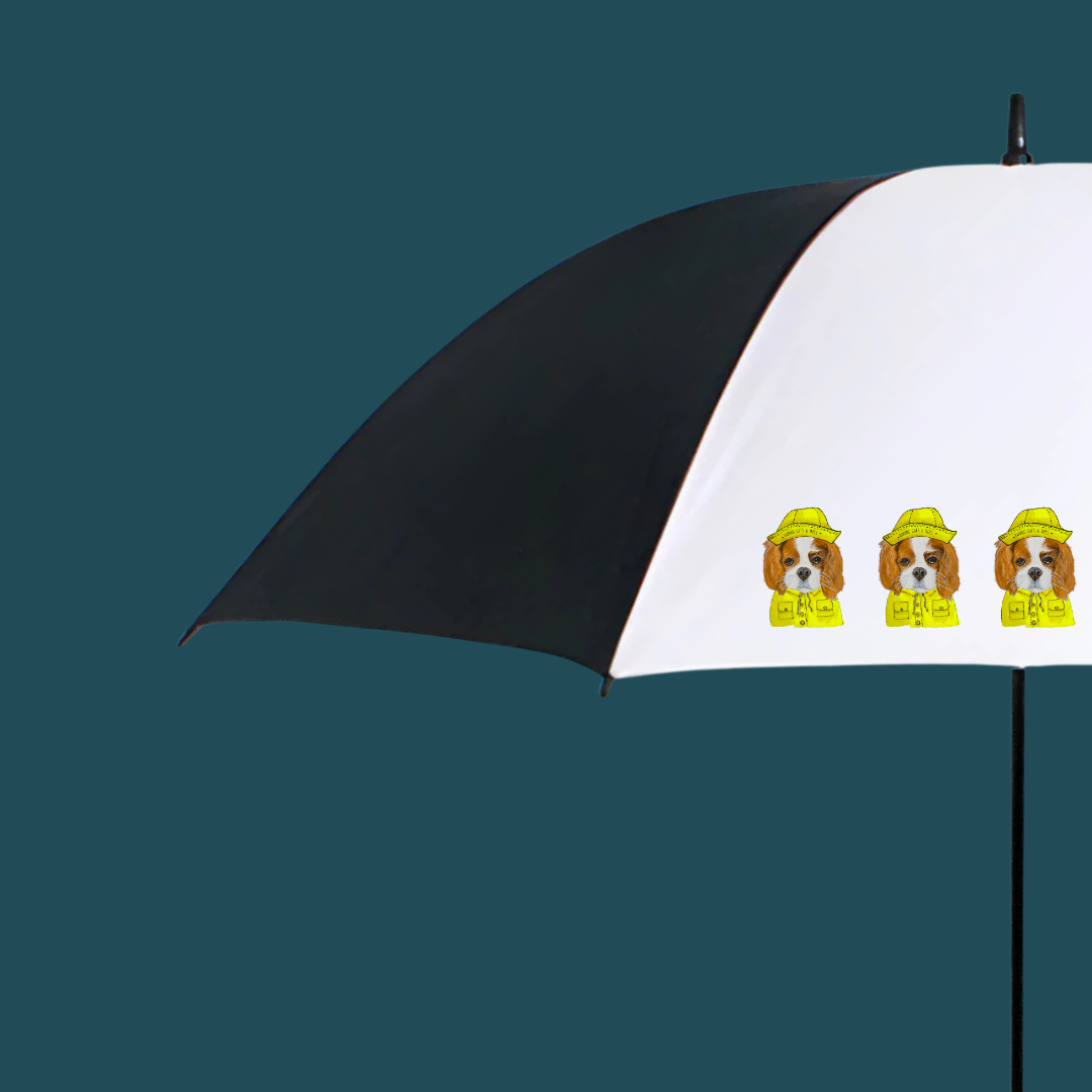 Reign or Shine: Cavalier King Charles Spaniel Golf Umbrella with Royal Attitude