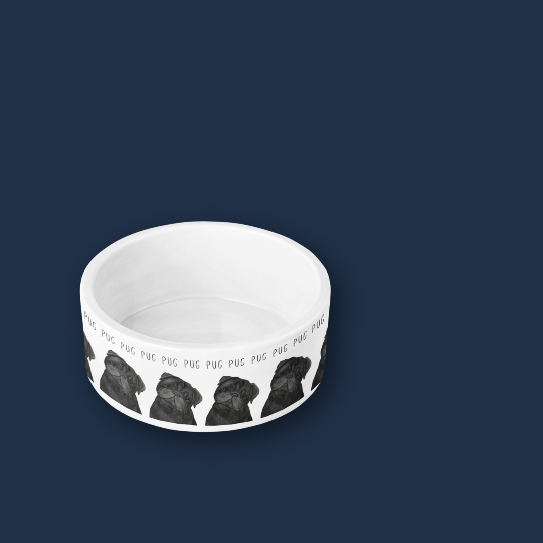 Black Pug Perfection: The High-End Ceramic Dog Bowl for Snorty Royals!