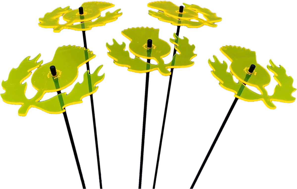 Large Garden Décor Ornaments Set of 5 'Scottish Thistles'