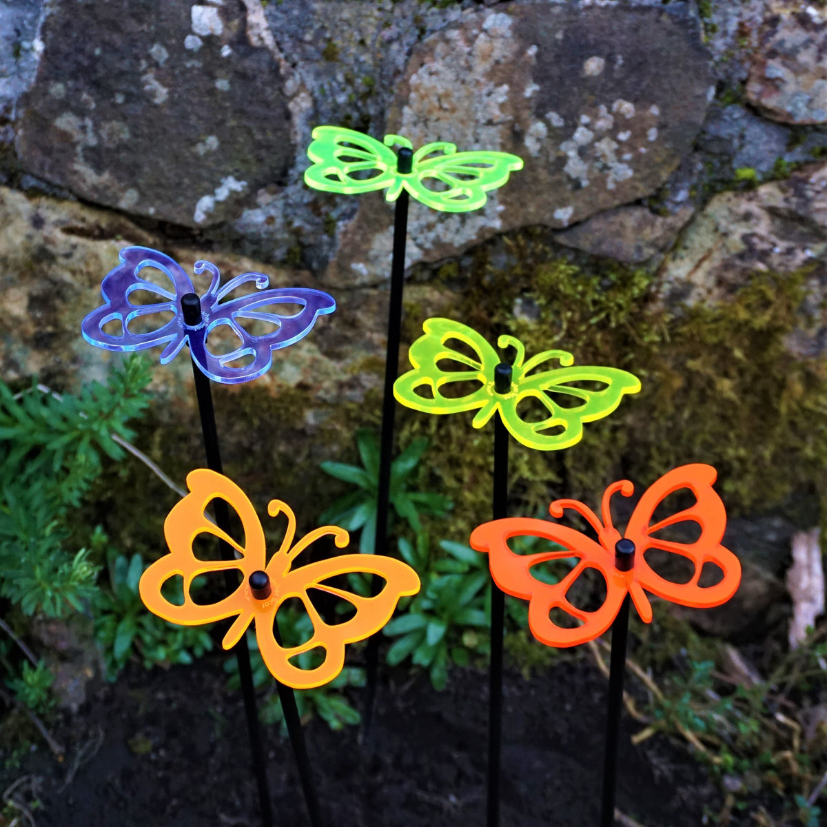Garden Décor Ornaments Set of 5 'Comma Butterflies'