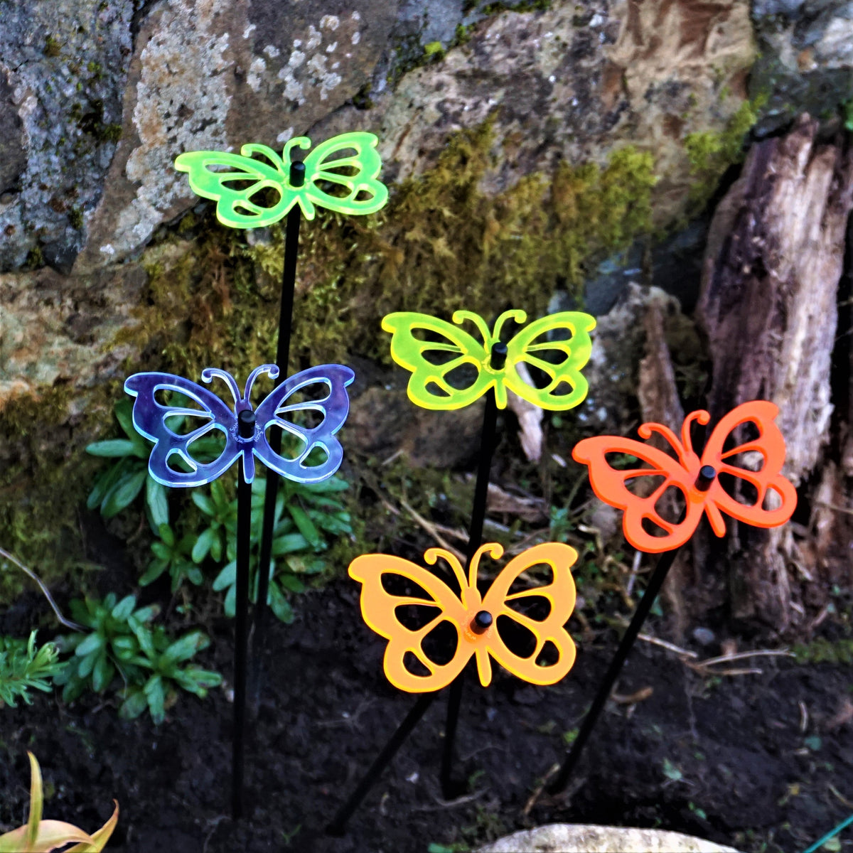 Garden Décor Ornaments Set of 5 'Comma Butterflies'