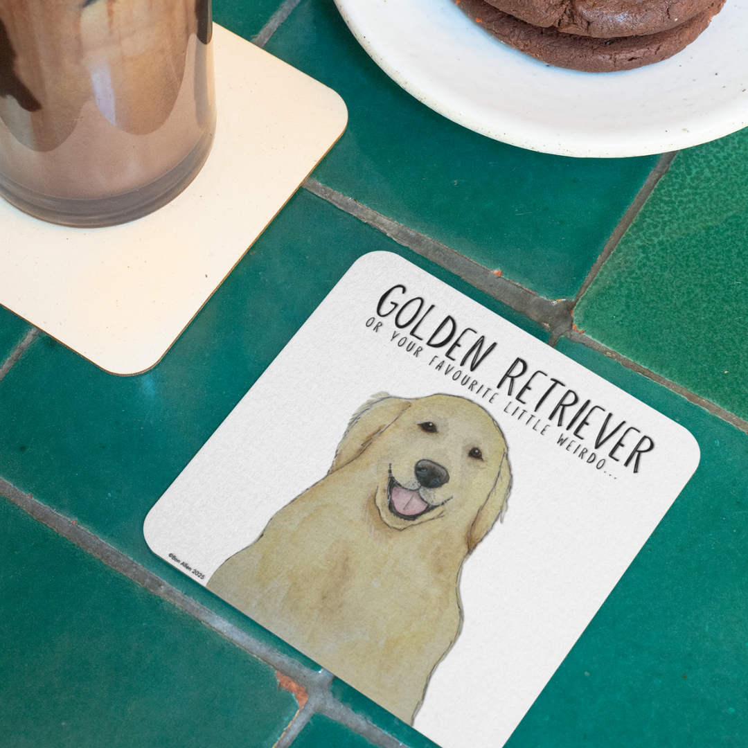 Golden Retriever Coasters – The Ultimate Goofy Sidekick for Your Drinks!