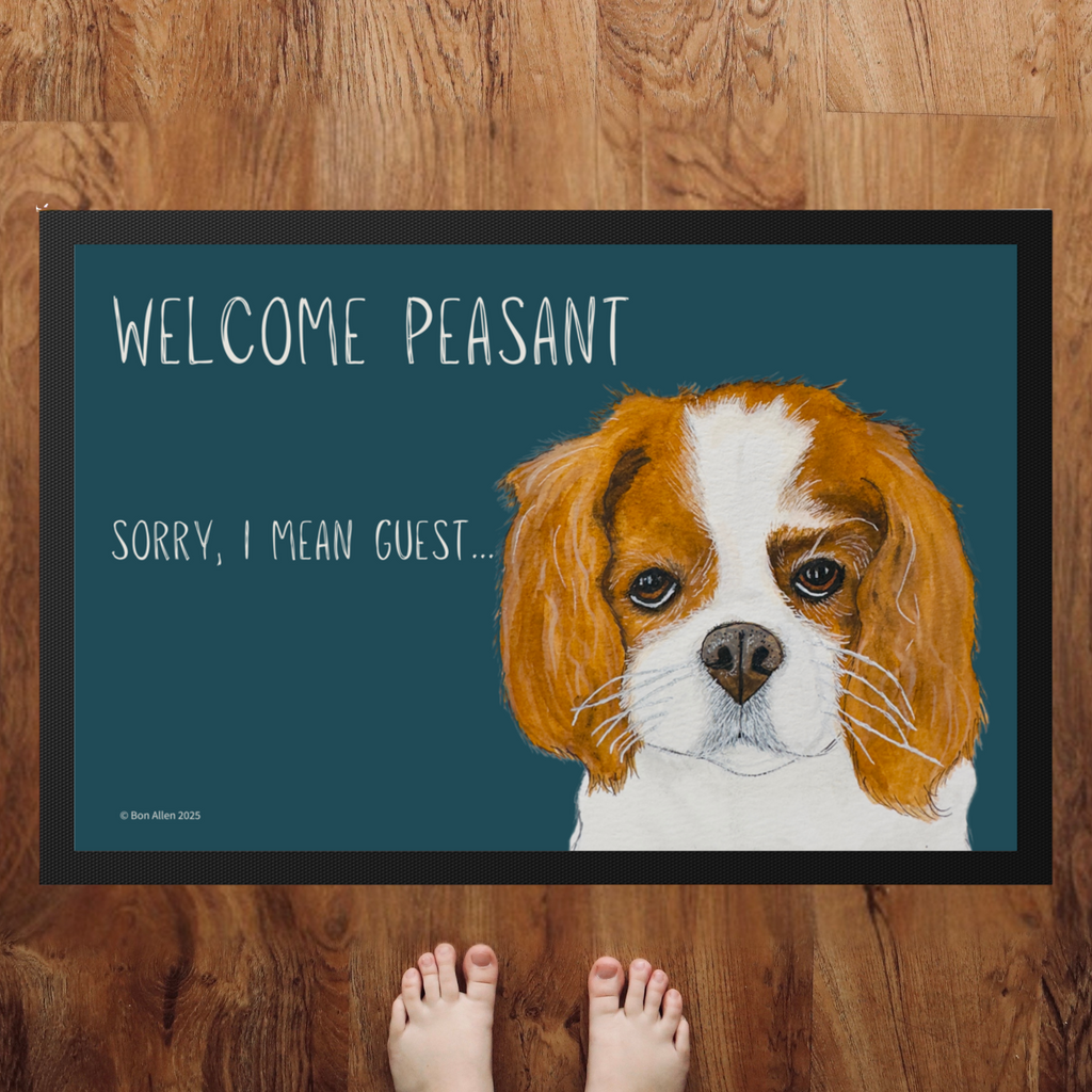 Royal Entry Only: Cavalier King Charles Spaniel Doormat – ‘Welcome Peasant’ Edition