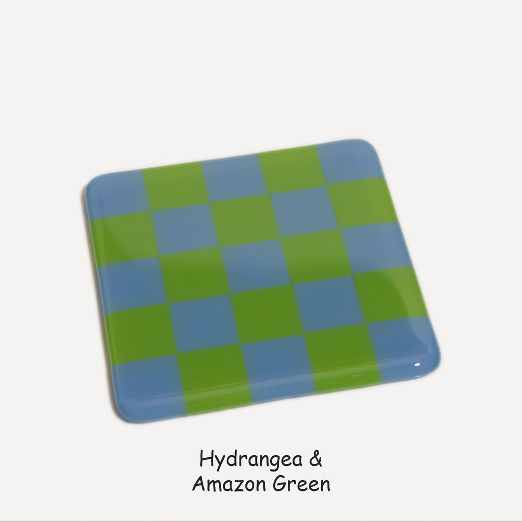 Oceanside 10cm Chequered Fused Glass Coaster