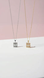 Layered Square Crystal Pendant Necklace