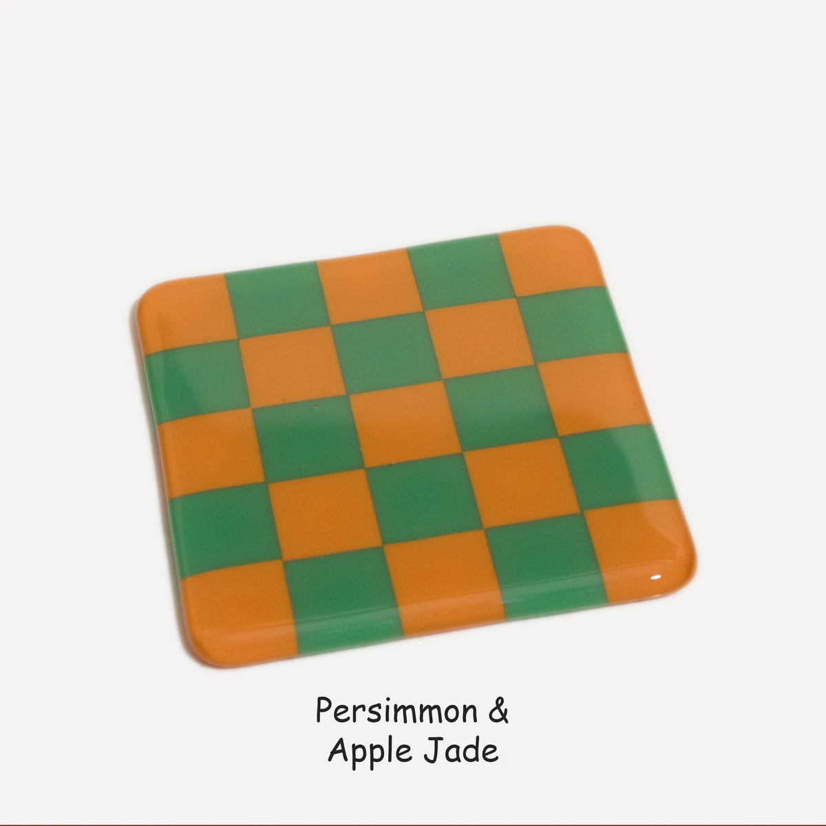 Fused Glass Coaster - Handcrafted Chequered Design from Cornwall by David Perry Glass & Ceramics (10cm-chequered-dual-colour-coaster-oceanside-collection)