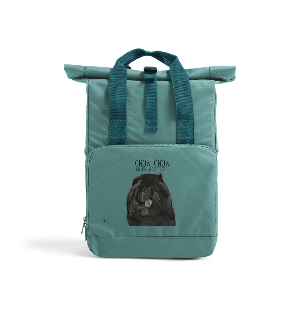 Black Chow Chow Chic: Aloof Floof Roll-Top Backpack