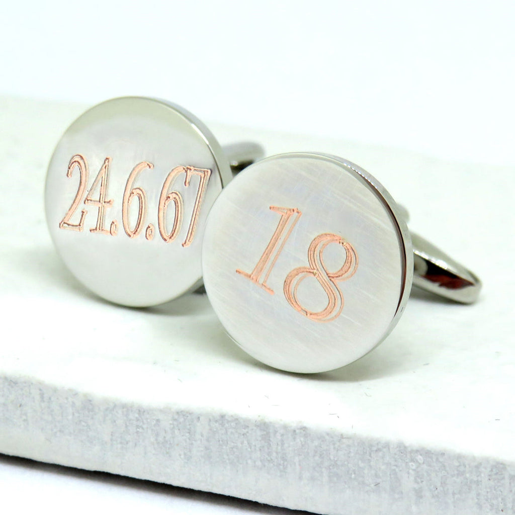 Personalised Castellar Round Cufflinks - Birthday