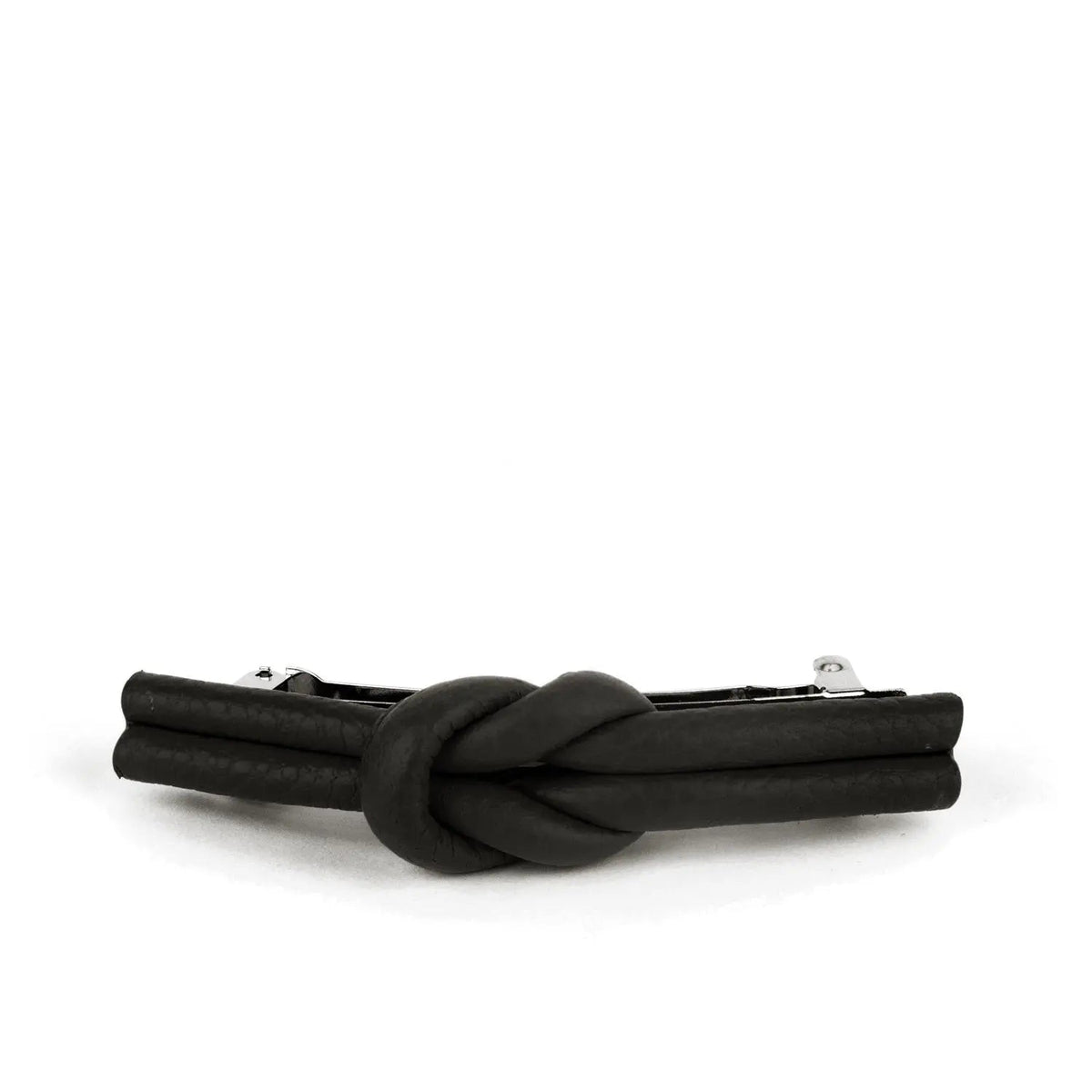- Charlotte Leather Knot Hair Clips, Black