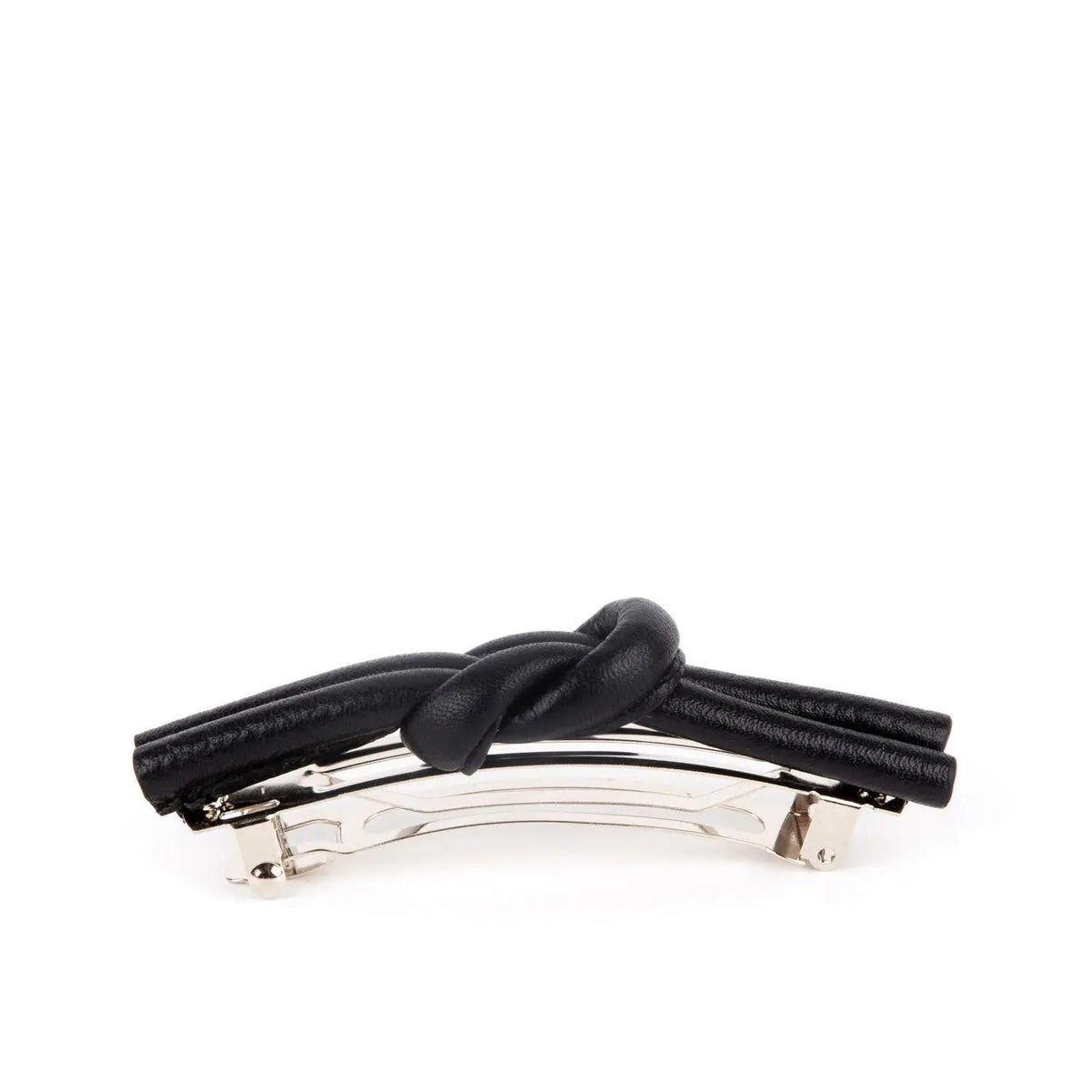 - Charlotte Leather Knot Hair Clips, Black