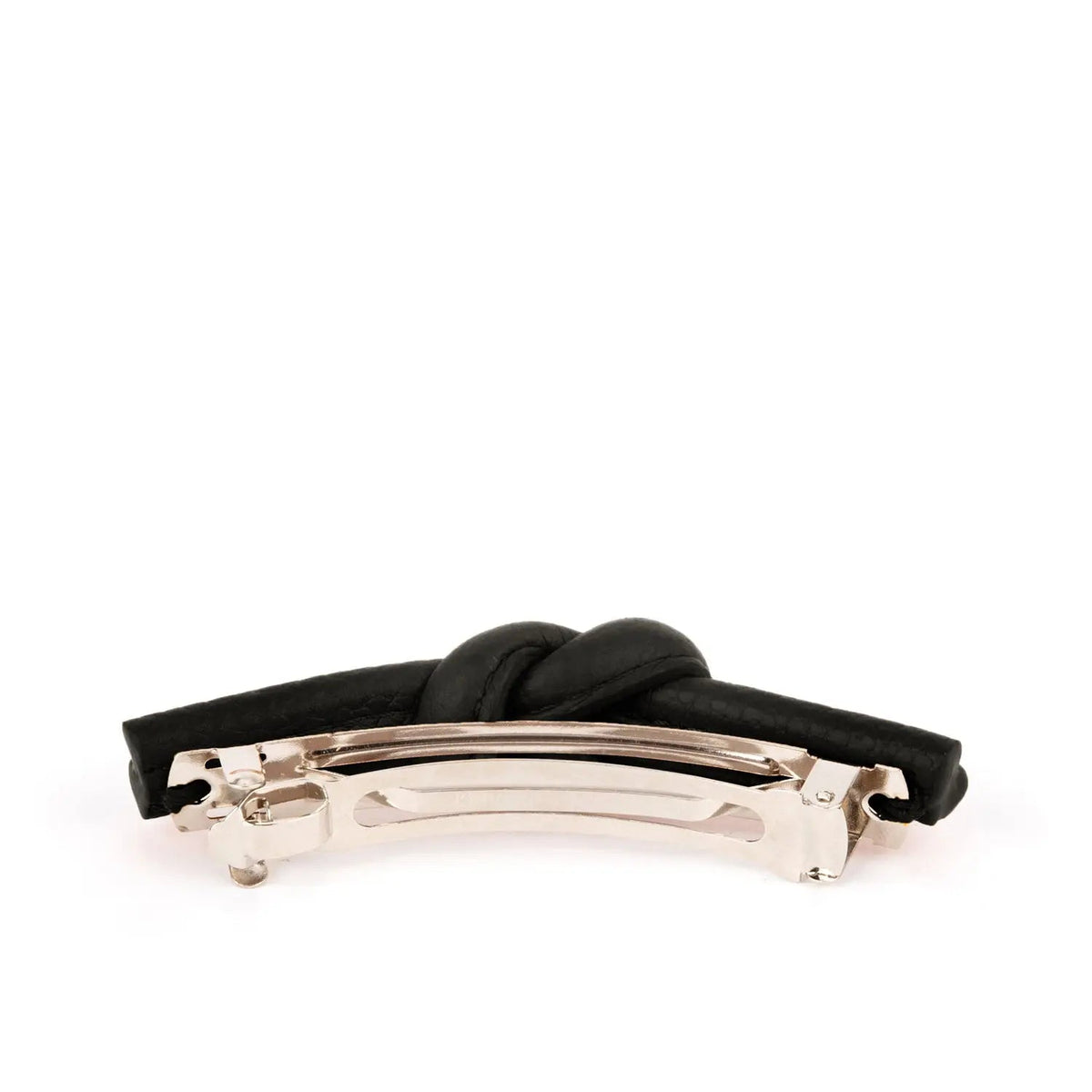 - Charlotte Leather Knot Hair Clips, Black