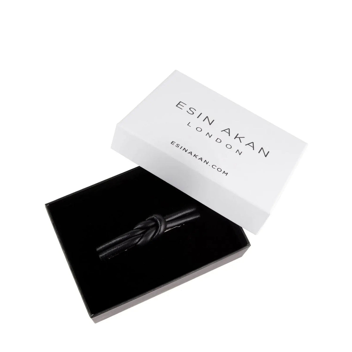 - Charlotte Leather Knot Hair Clips, Black