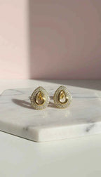 Curved Oval Cut Out Crystal Stud Earrings