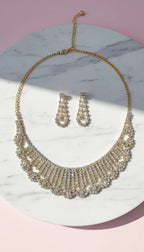 Fringe Bib Crystal Statement Necklace & Earrings Set