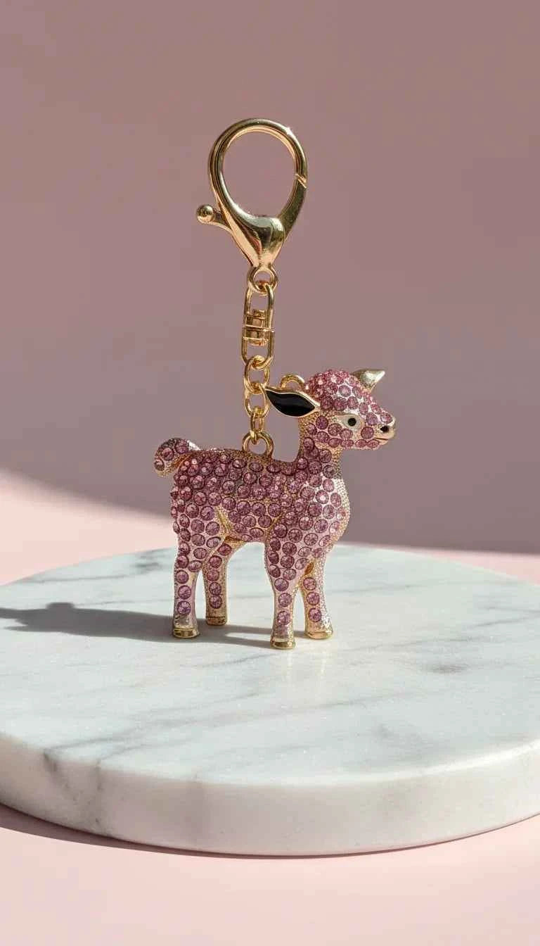 Pink Crystal Calf Key Ring & Bag Charm