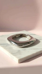 Square Chunky Melted Sculpted Statement Cuff Bangle