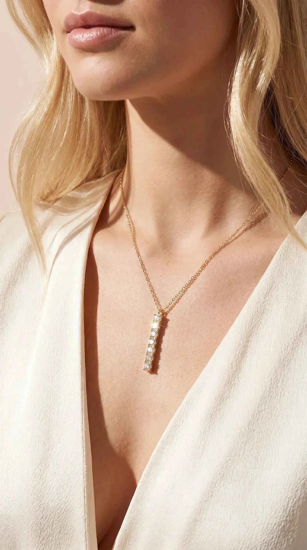 Oblong Crystal Pendant Necklace