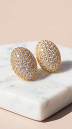 Curved Pavé Crystal Stud Earrings
