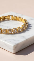 Gold Plated Crystal Tennis Bracelet