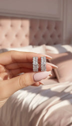 Baguette Cut Crystal Huggie Earrings