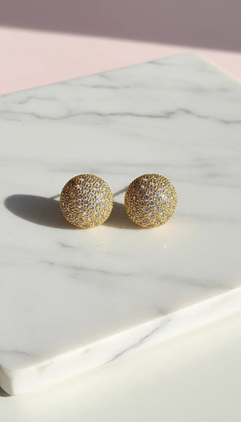 Round Ball Crystal Stud Earrings
