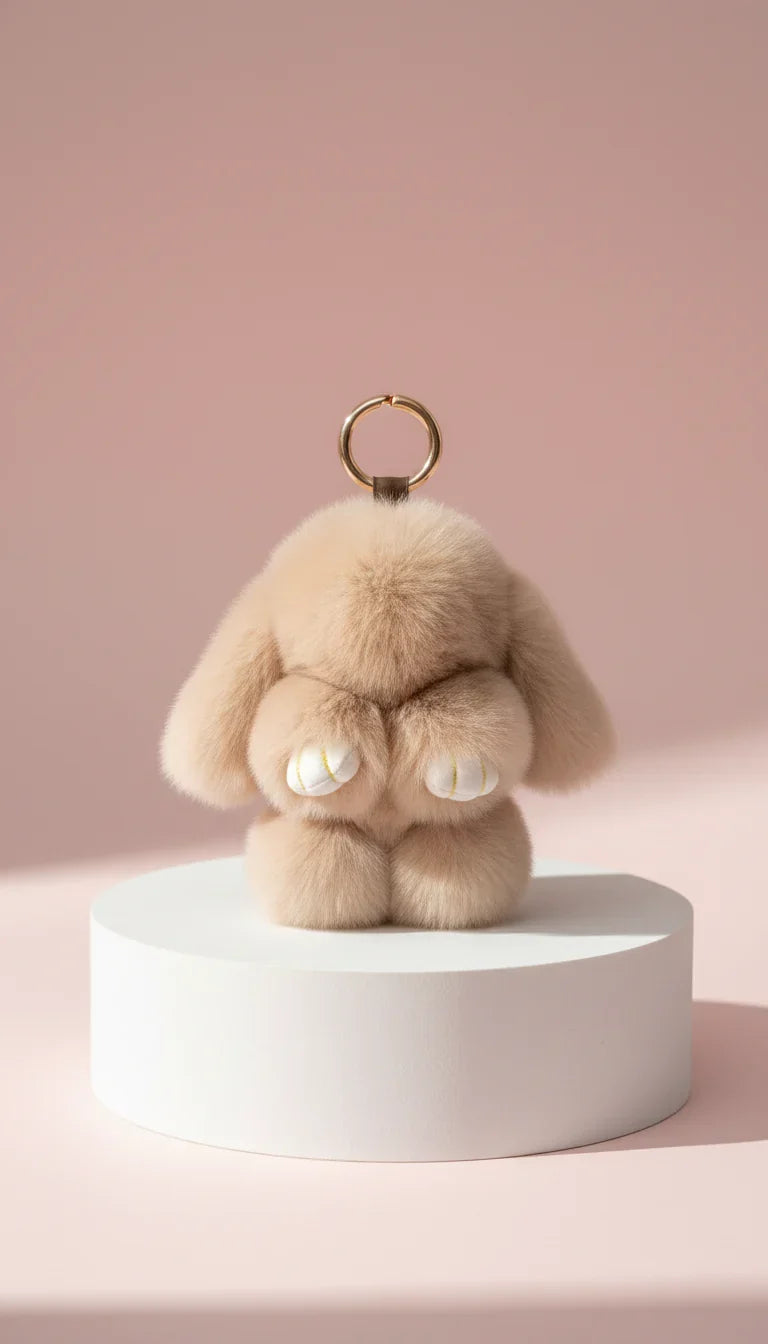 Mini Plush Fluffy Bunny Rabbit Key Ring & Bag Charm