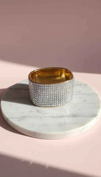 Chunky Hinged Mirrored Crystal Bangle